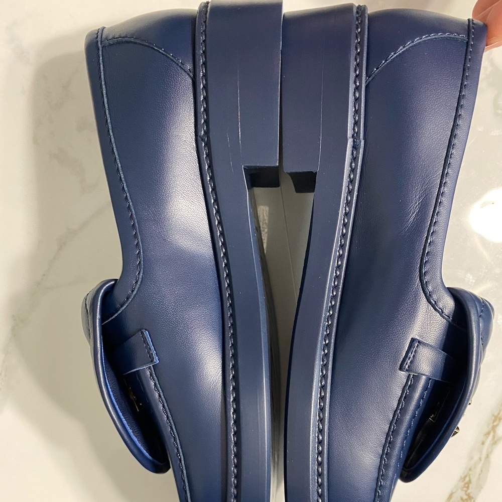 Chanel Lambskin Navy Quilted Turnlock CC Loafers - Picture 7 of 10